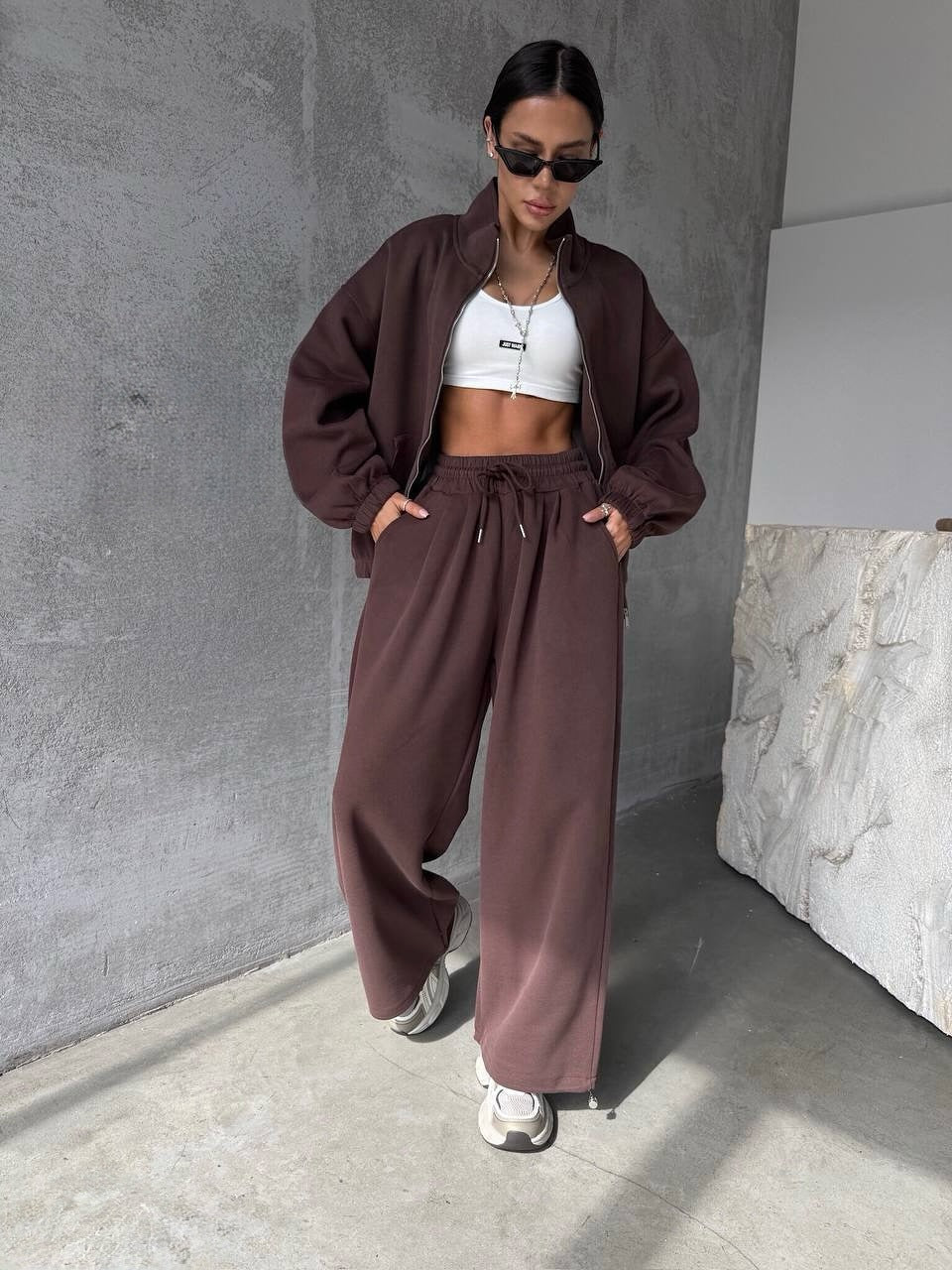Damen Lounge-Set Weites Sweatshirt-Set mit Taschen Norvielle