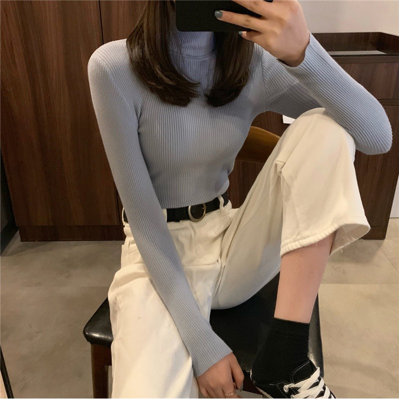 Damen Rollkragenpullover Langärmlig Rippmuster