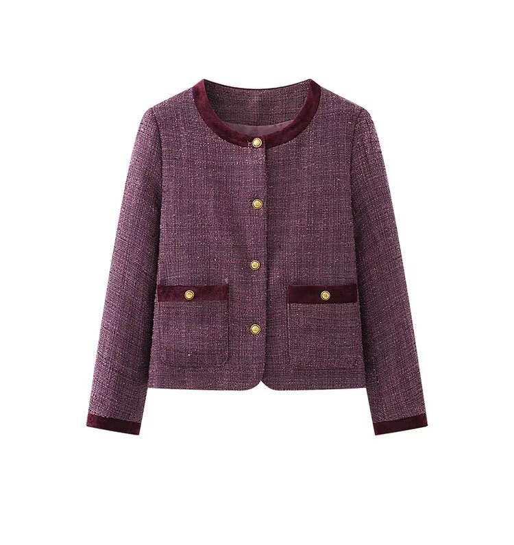 Damen Kurzblazerjacke Elegant Knöpfe