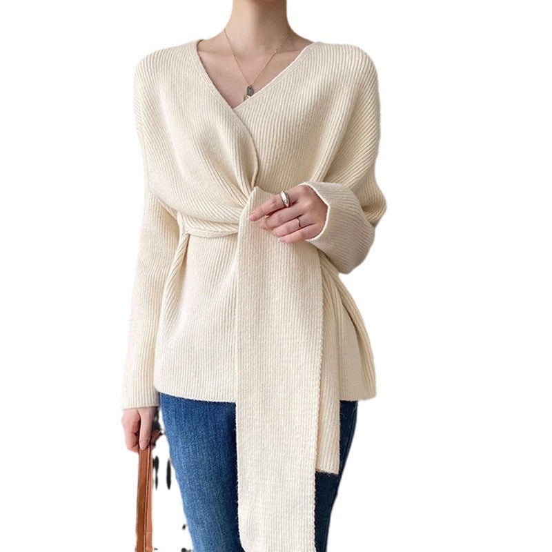 Damen Bluse Wickeldesign Binde-Gürtel Norvielle