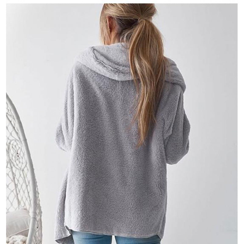 Damen Cardiganjacke Weiches Fleece Bequemer Schnitt Anthrazit