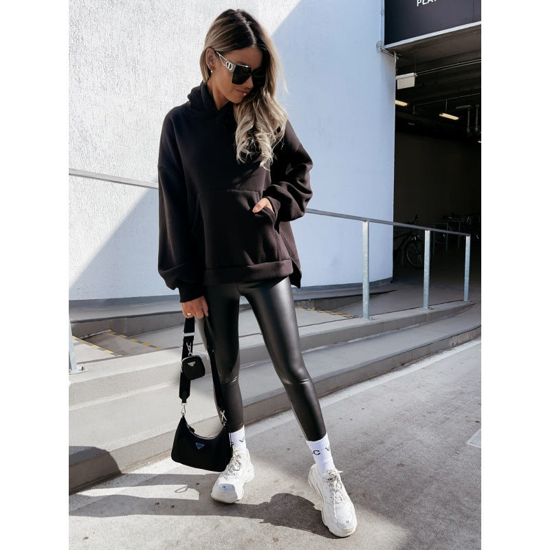 Damen Oversized Kapuzenpullover Kängurutaschen Norvielle