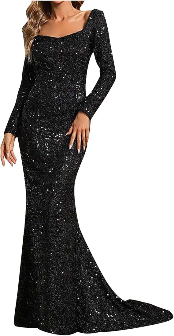 Damen Abendkleid Glitzerrock Voluminöse Ärmel Norvielle