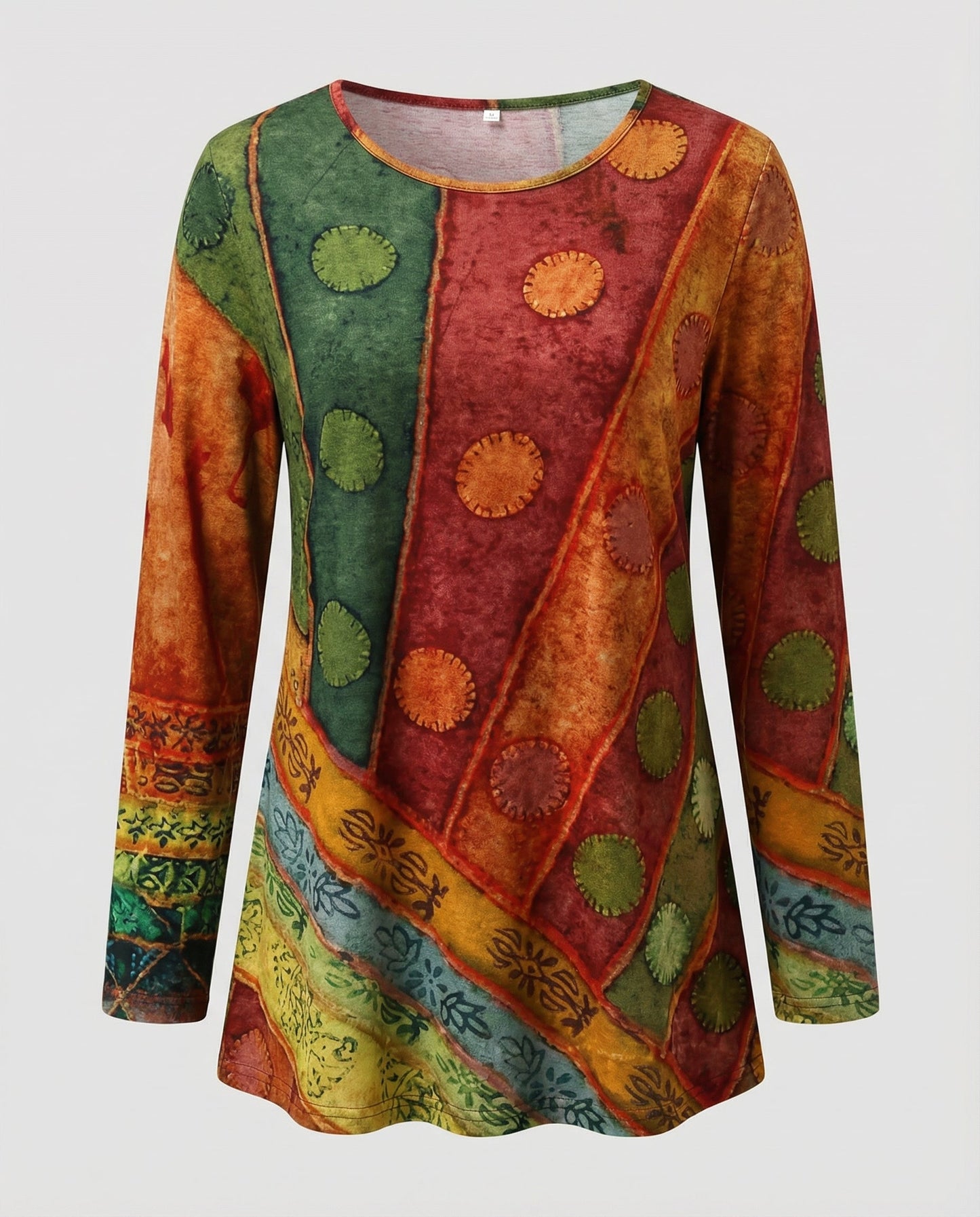 Bunte Damen Tunika aus Baumwolle Vintage Stil