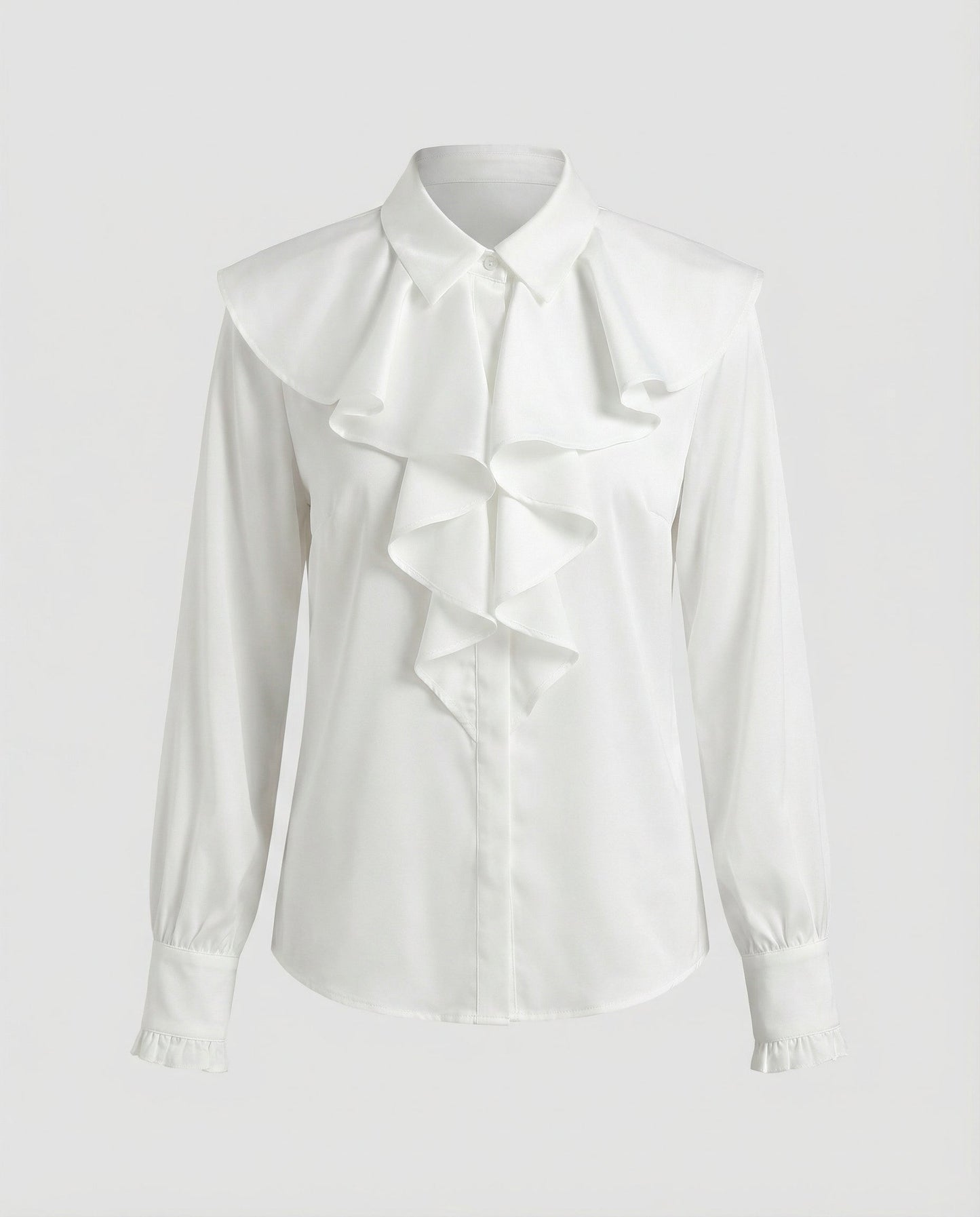 Damen Bluse mit Rüschen Eleganz Weiße Seide
