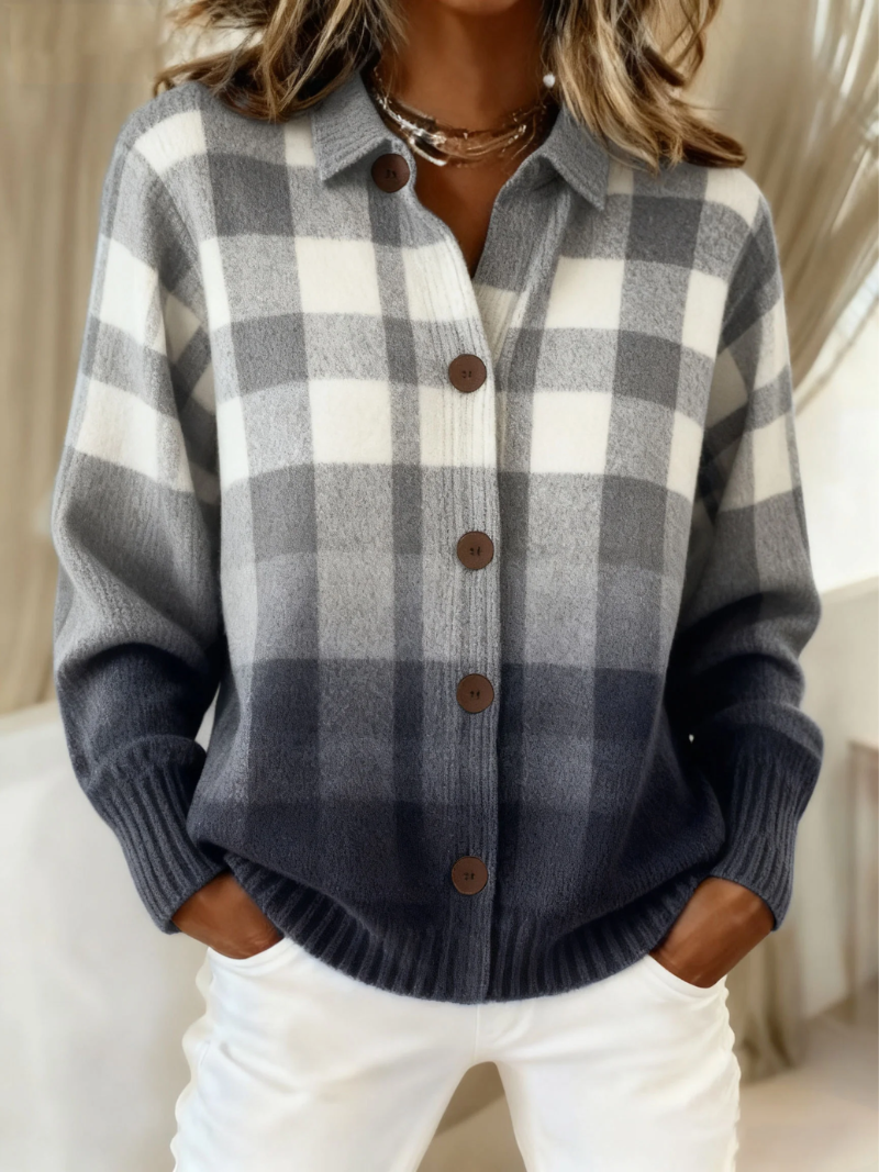 Mara Damen Strickbluse Kariert - Norvielle