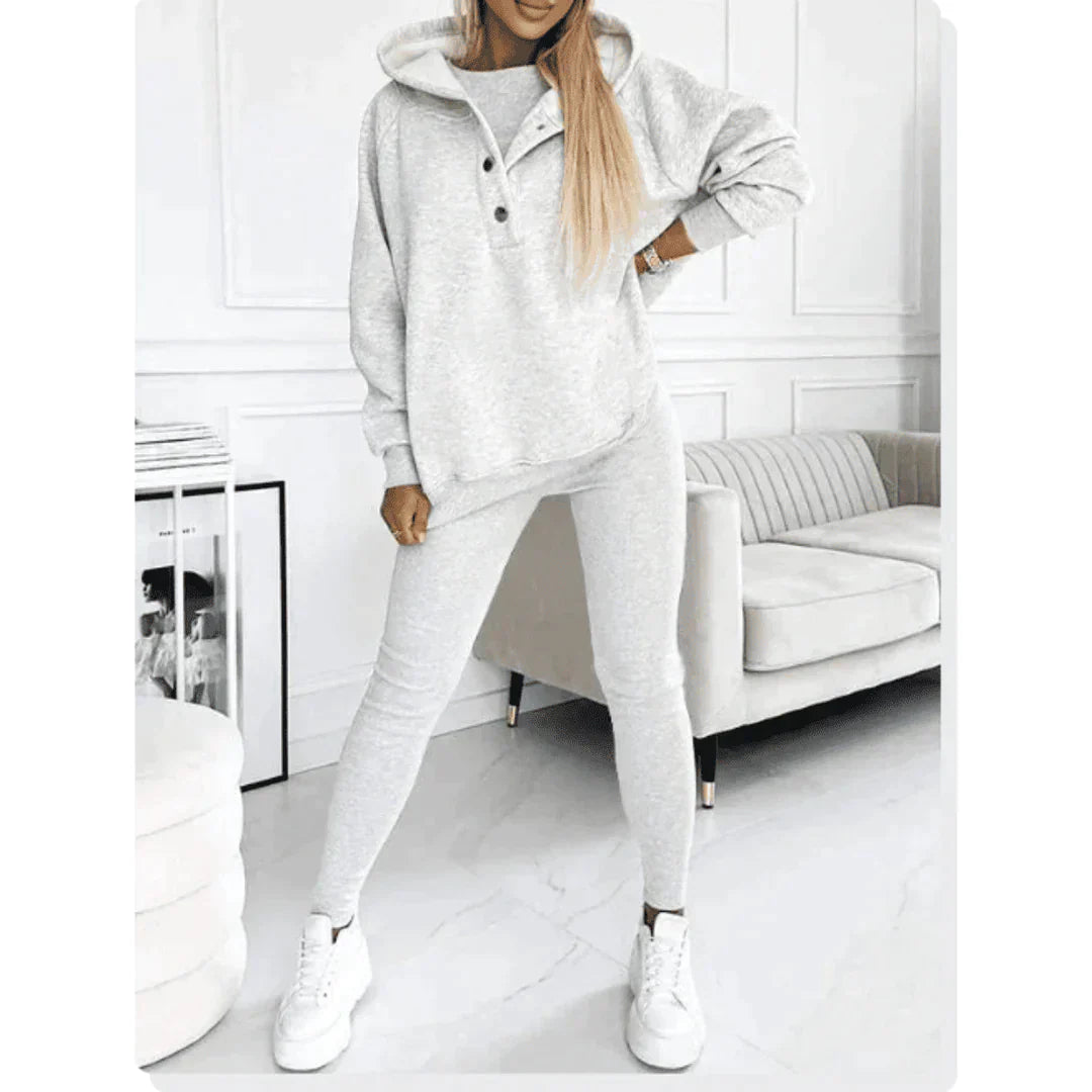 Damen Off-Shoulder Sweatshirt Leggings Set