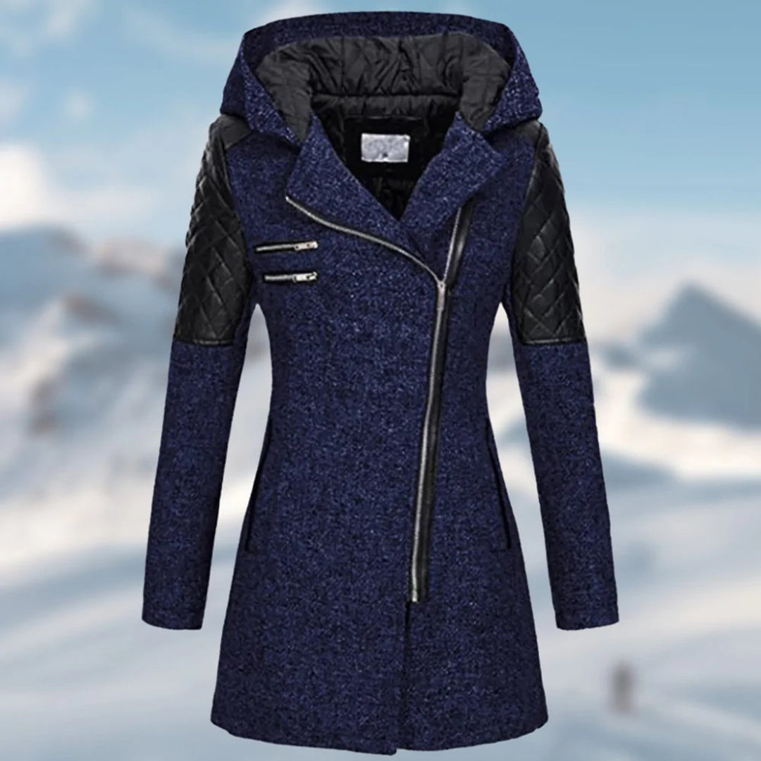 Norvielle Damen Wintermantel Lang Leder