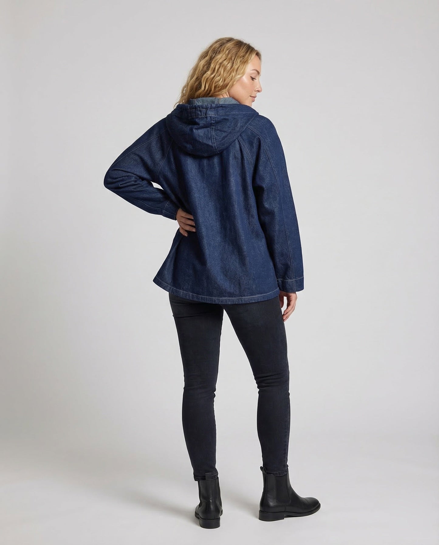 Damen Leichter Denim-Parka Mit Kapuze