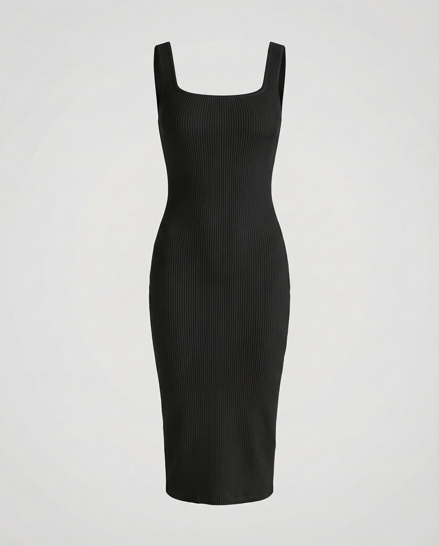 Damen Rippstrick Midikleid Figurformend