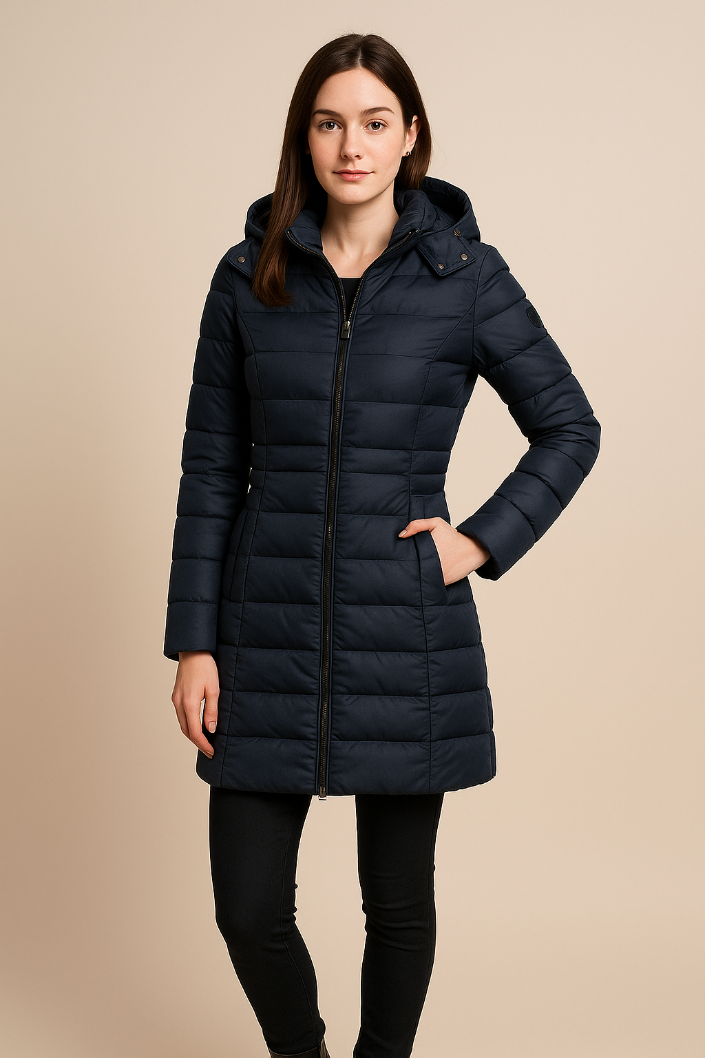 Damen Pufferjacke Wasserabweisend Lang Gesteppt