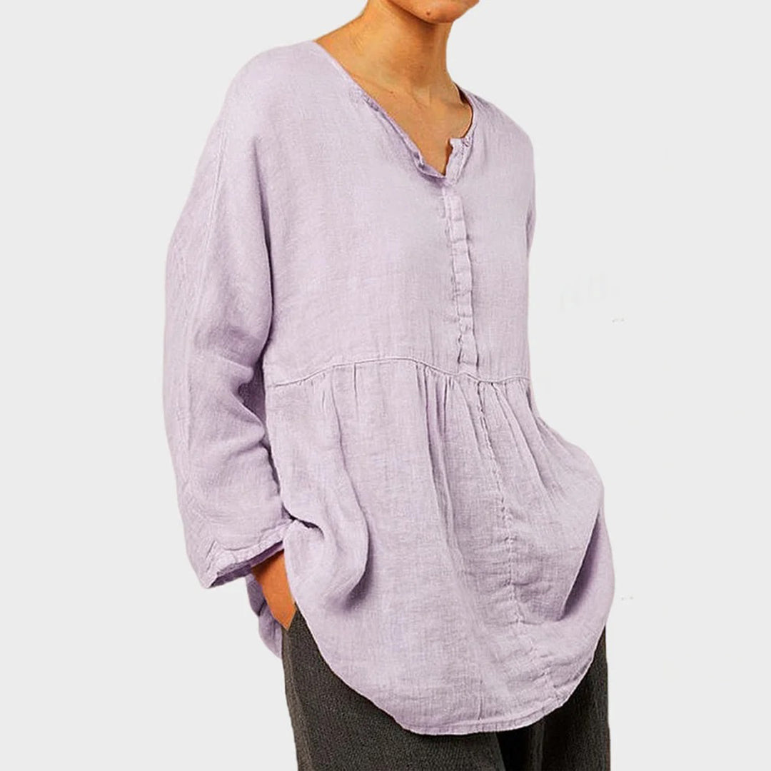 Damen Leinen Tunika Natürlich Beige