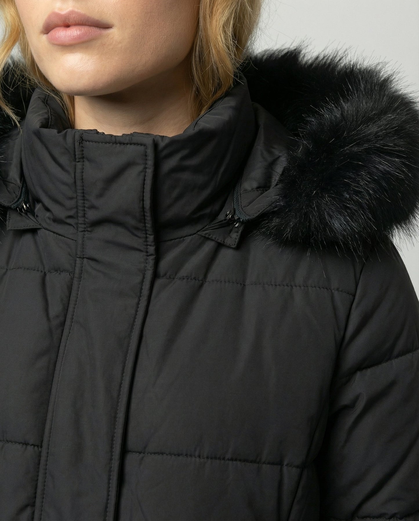 Damen Winterjacke Kapuze Wollmix