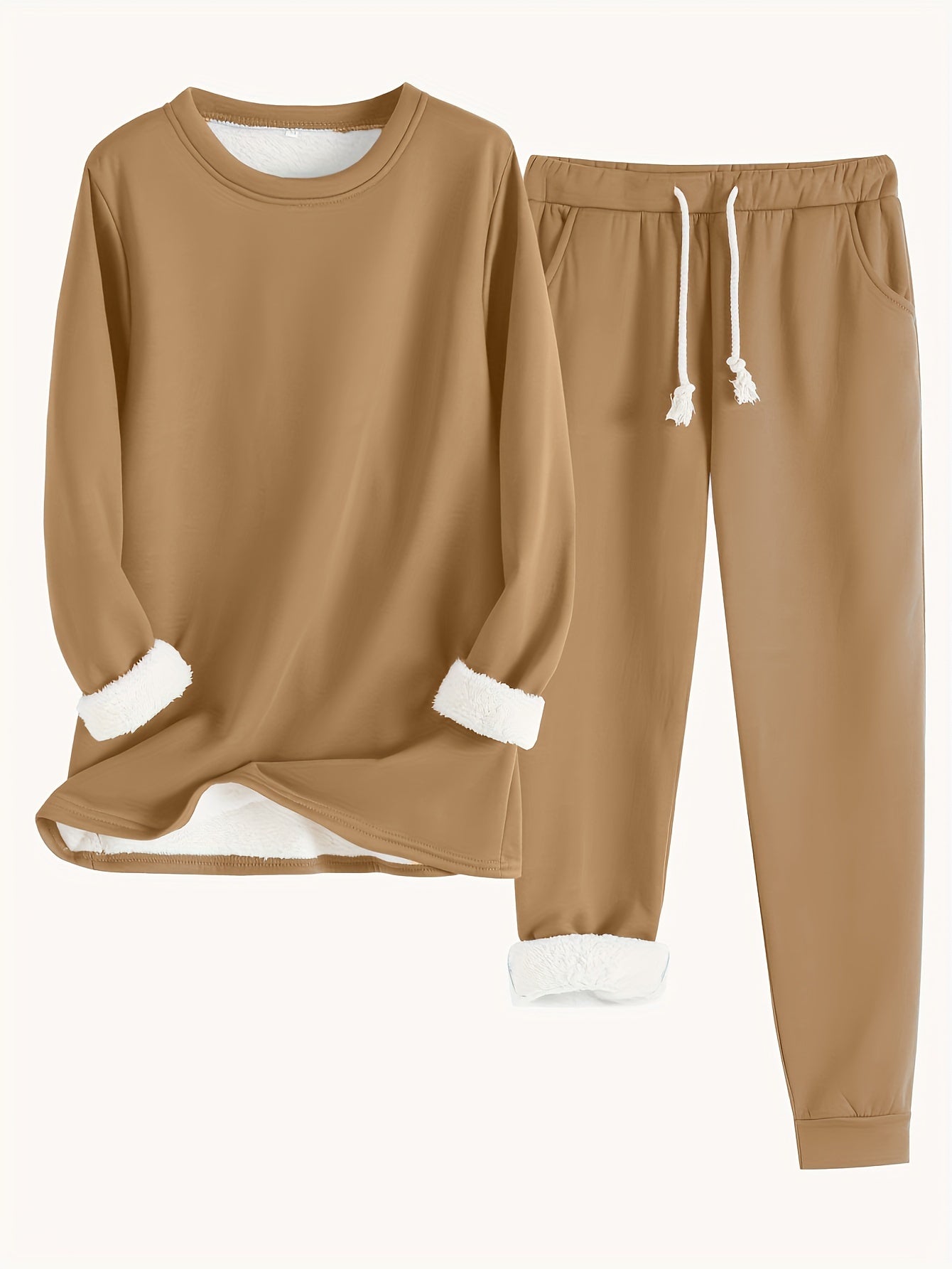 Damen Loungewear Set Fleece Weich Grau