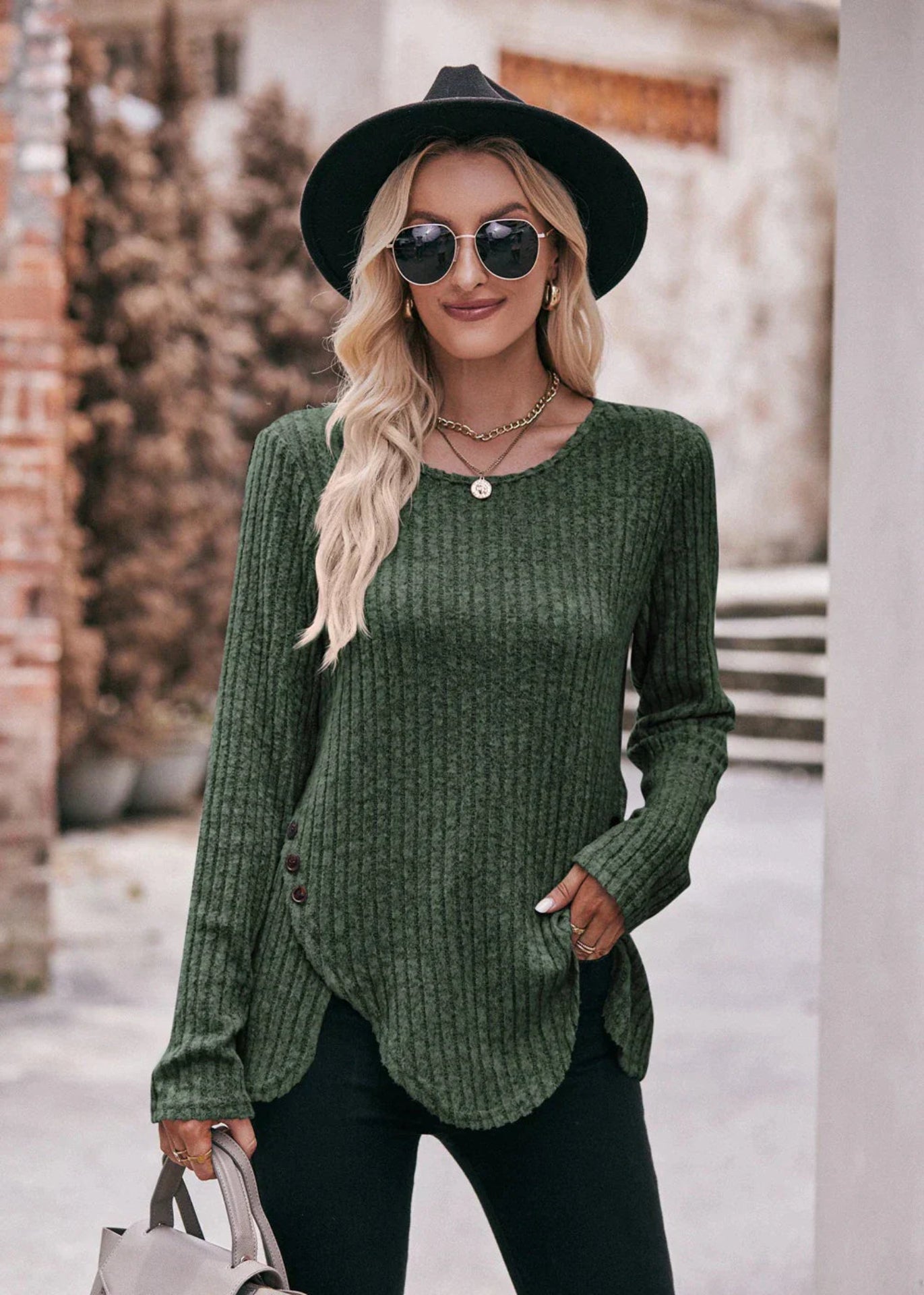 Damen Langarmshirt Rundhalsausschnitt Lockere Passform