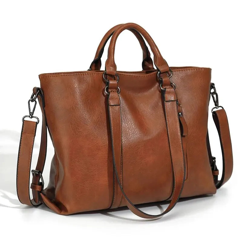 Damen Vintage Tote Tasche Große Kapazität Leder