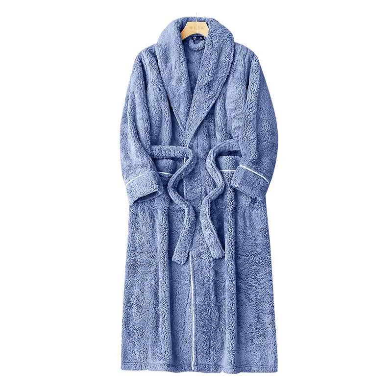 Veloura Luxus Bademantel Damen blaugrau – weicher Plush Morgenmantel