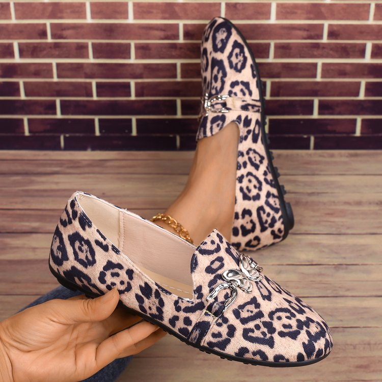 Norvielle Damen Hausschuhe Metallischer Leopardenmuster Velours