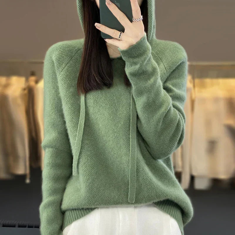 Damen Pullover Merinowolle Weich Beige