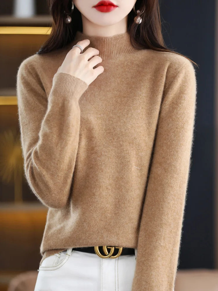 Norvielle Damen Pullover Schurwolle Natürlich Beige