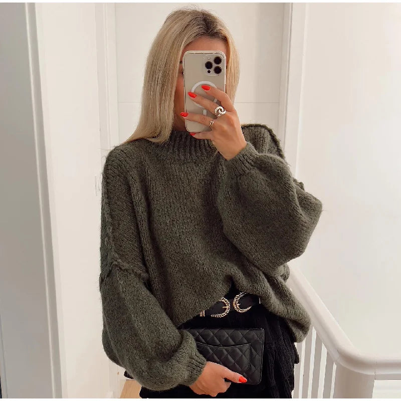 Norvielle Damen Oversize Strickpullover Flauschig