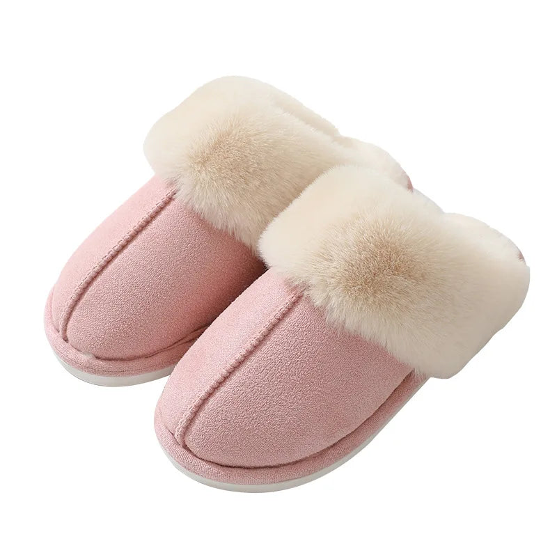Damen Plüsch Mules Hausschuhe Weiches Futter Beige