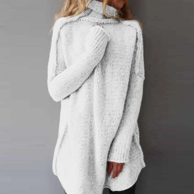 Norvielle Damen Pullover Rollkragen Einfarbig Winter