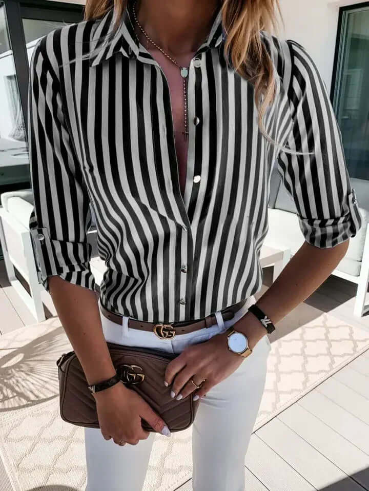 Damen Bluse Maritime Streifen Baumwolle
