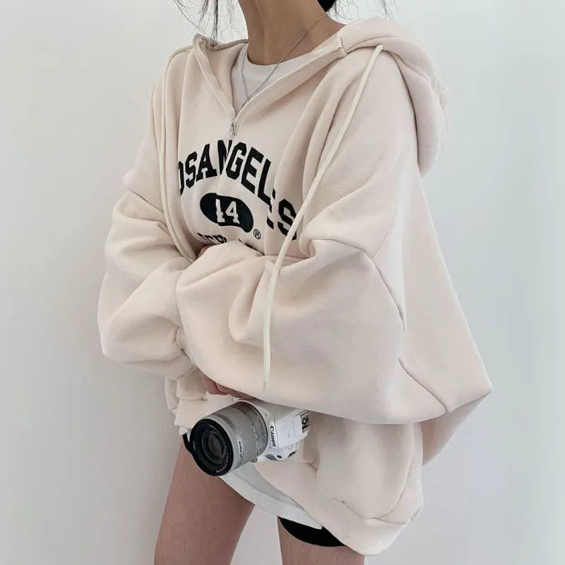 Herren Oversized Hoodie Los Angeles Print Baumwolle