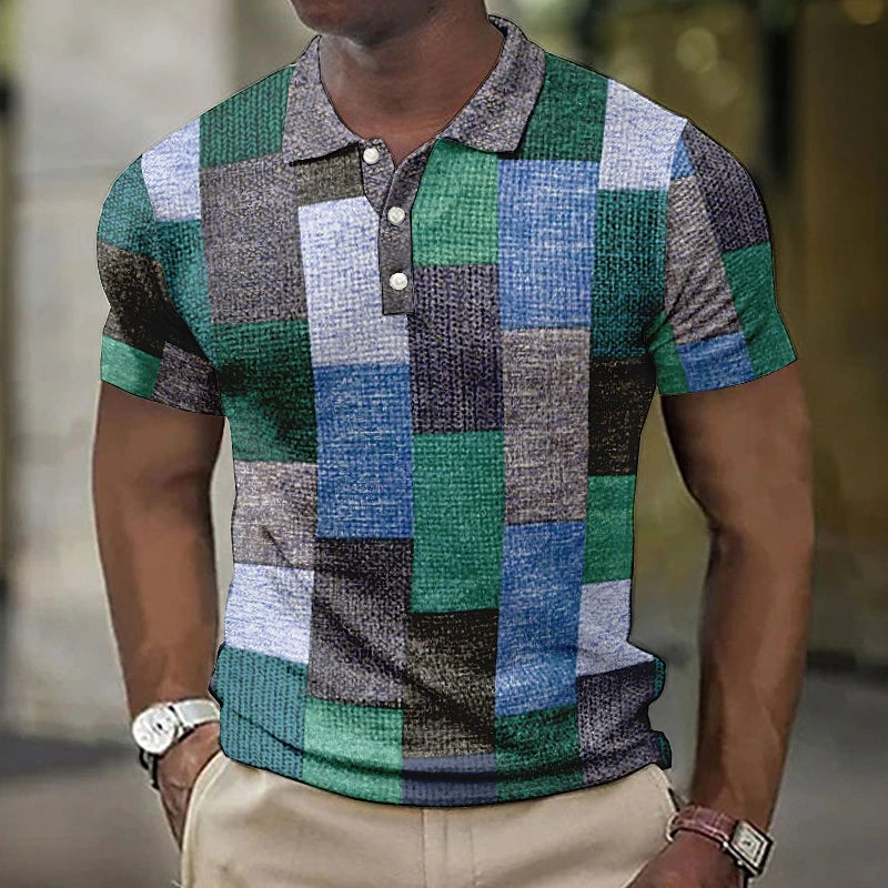 Herren Poloshirt Kurzarm Farbblock