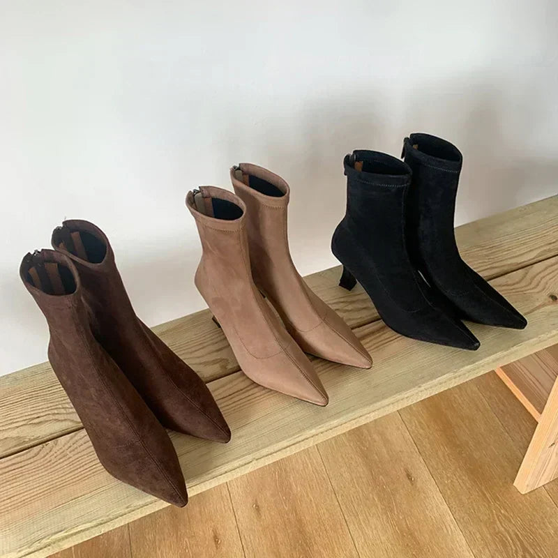 Damen Stiefelette Spitze Zehenpartie