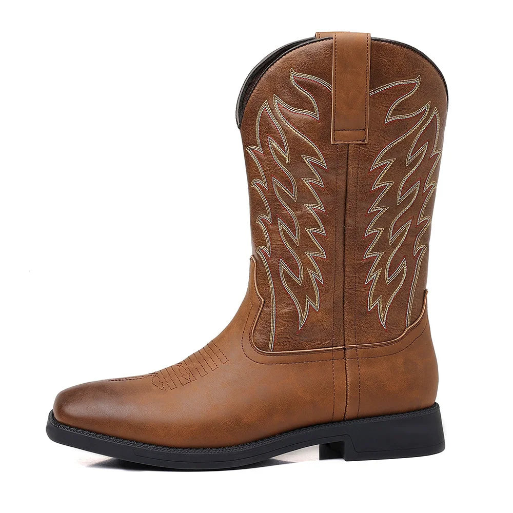 Herren Westernstiefel Mittelhoch Stickerei