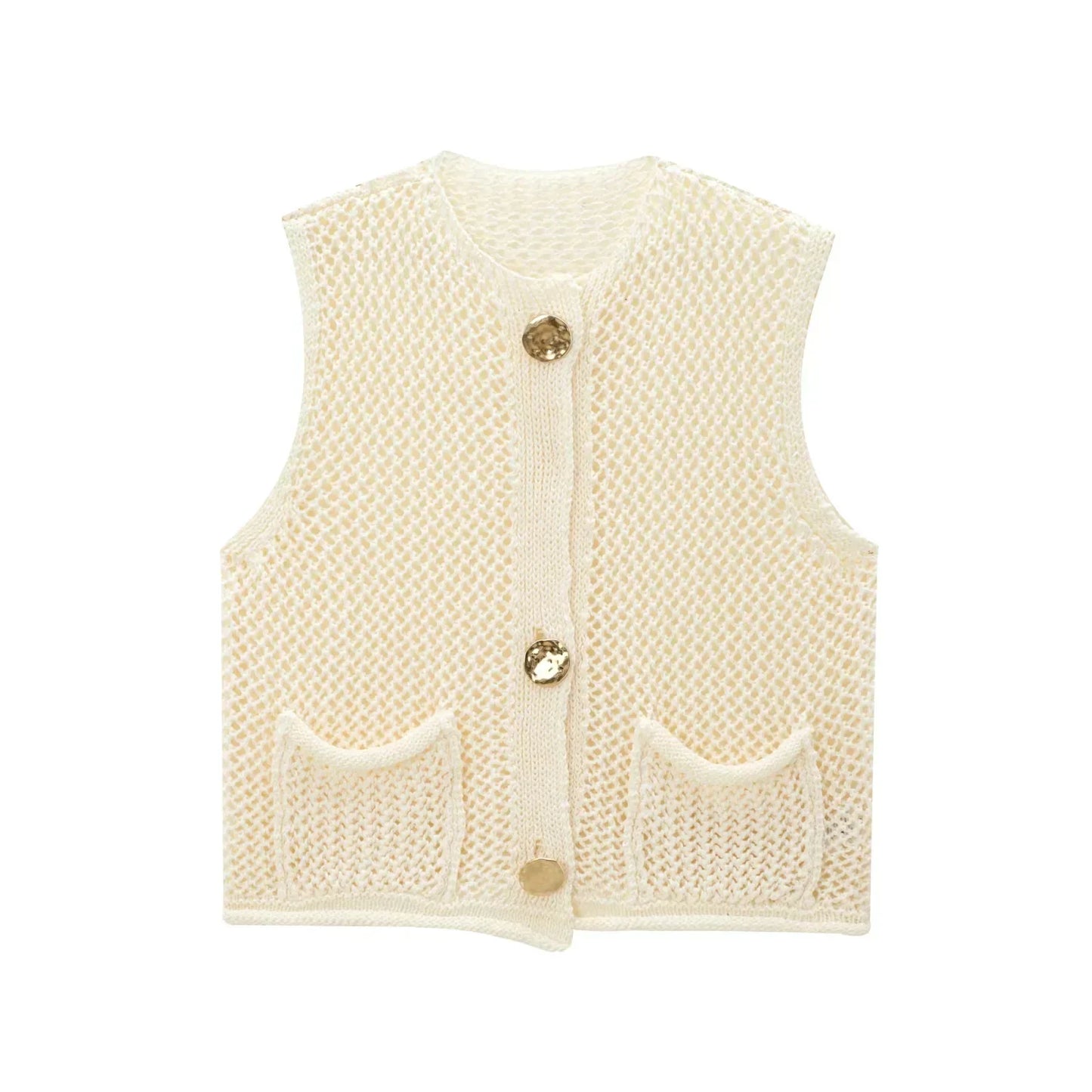 Norvielle Damen Ärmellose Strickweste mit Knöpfen