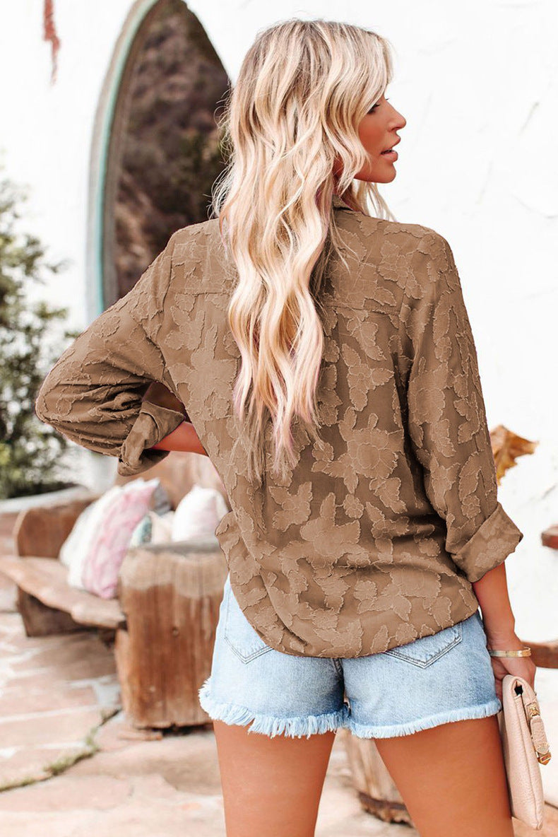 Damen Bluse Langarm Reverskragen