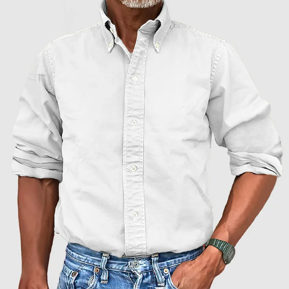 Klassisches Herren Baumwollhemd Weiss