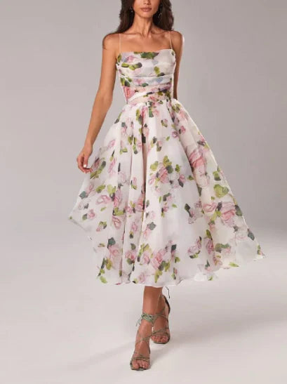 Norvielle Damen Blumenkleid Midi Elegantes Design