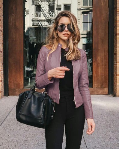 Norvielle Damen Taillierte Lederjacke Kunstleder