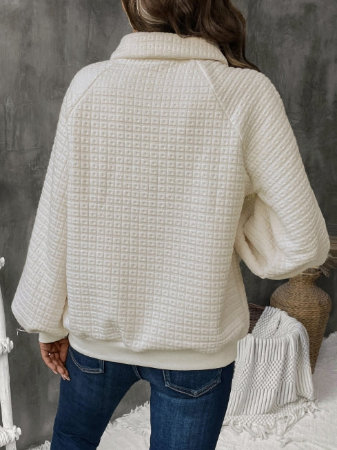 Norvielle Damen Sweatshirt Oversized Gitterstricktextur Langärmlig