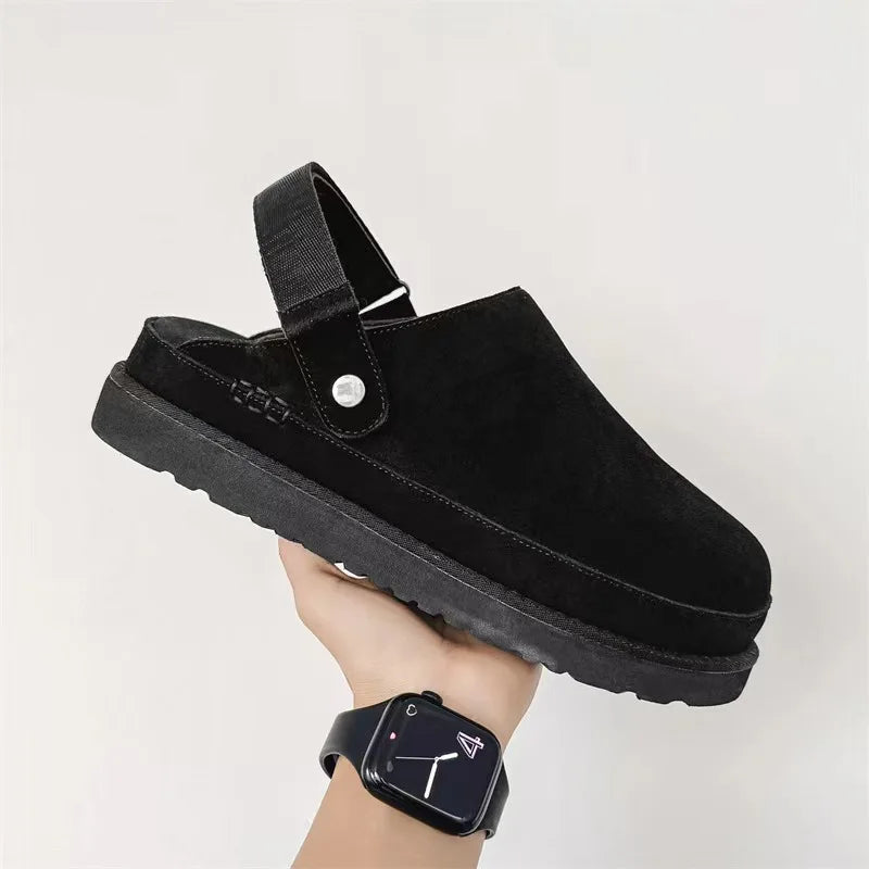 Naloa Damen Suede-Clogs mit Fersenriemen Weich