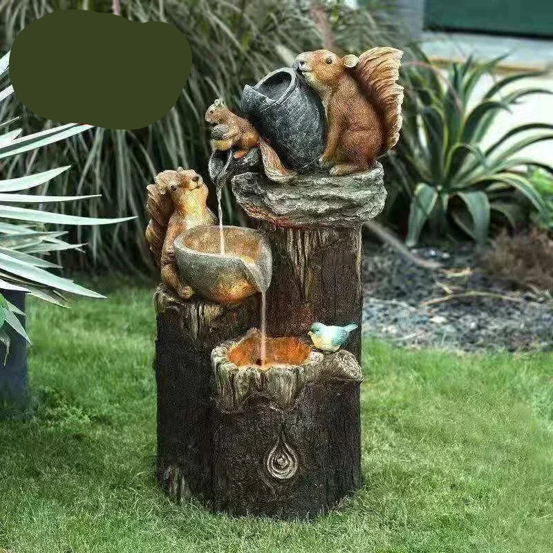 Lunaverde Dekorative Gartenfigur Ente Eichhörnchen Solar Brunnen LED