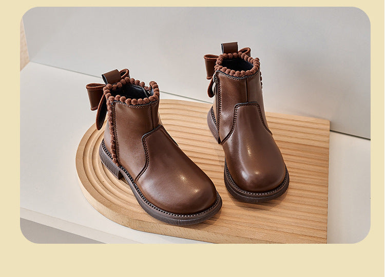 Mädchen Stiefelette Bequem PU Leder Rutschfest