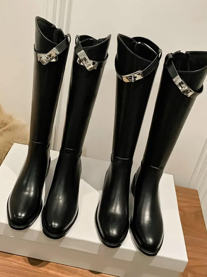 Damen Reitstiefel Leder Elegantes Design