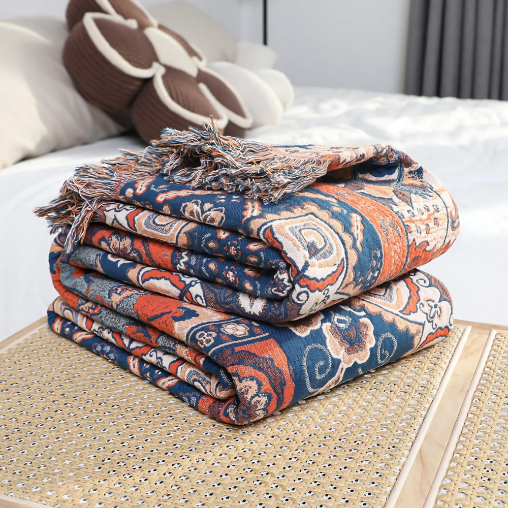 Solea Damen Wurfdecke Baumwoll Jacquard Floral