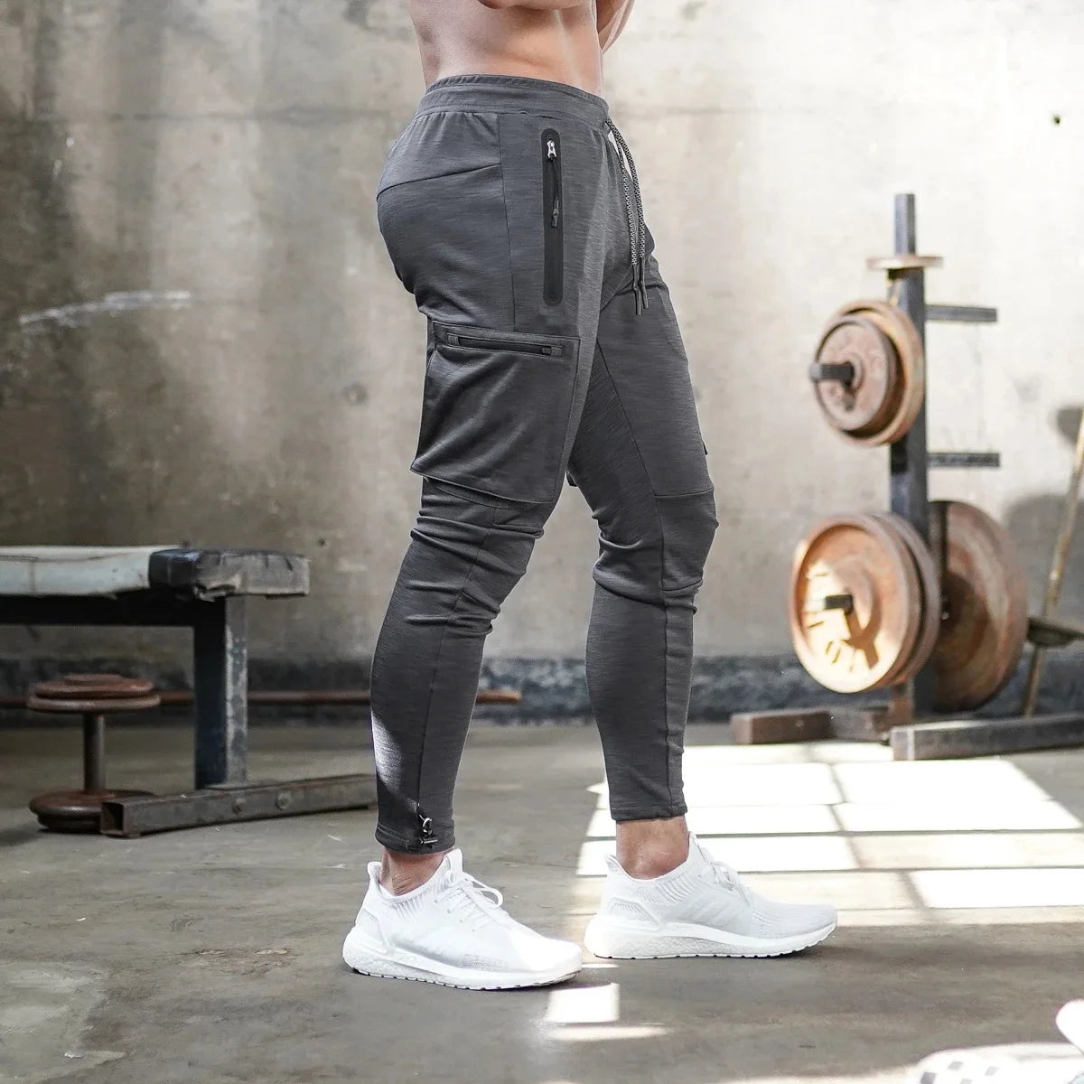 Herren Jogginghose Slim Fit Sportlich Reißverschlusstaschen