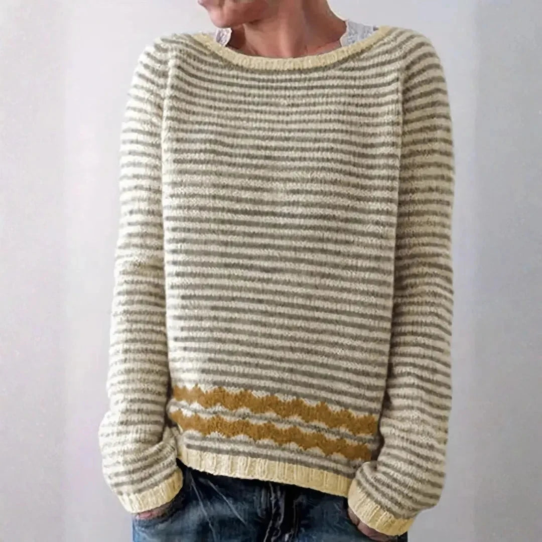Damen Strickpullover Leichtgewicht Gestreift