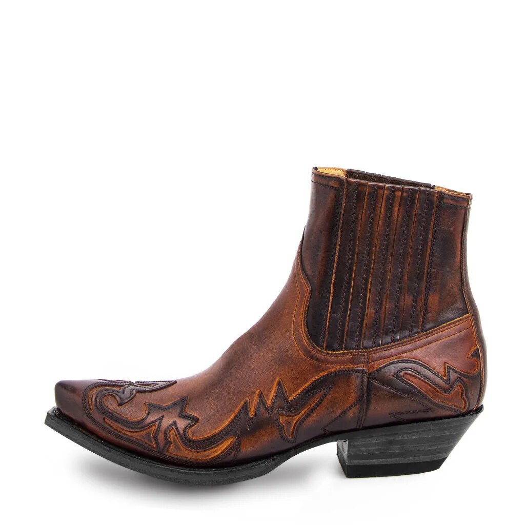 Norvielle Leder Cowboy-Stiefel Western-Schuhe Bestickt