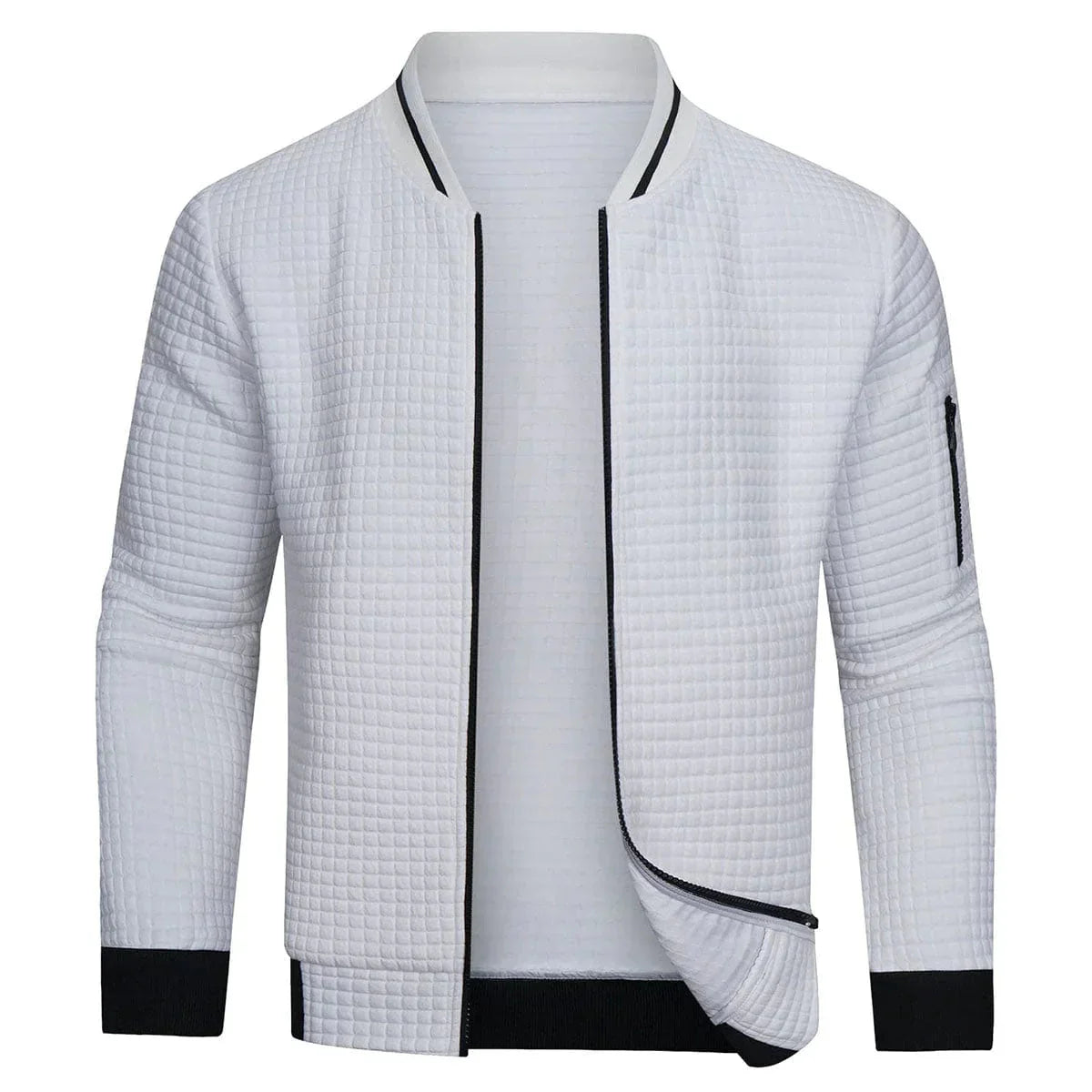 Sweatshirt mit Reißverschluss - Langarm - Warm - Strickjacke mit Reißverschluss - Herrenjacke-Weiß-XS-Chaps Herrenmode