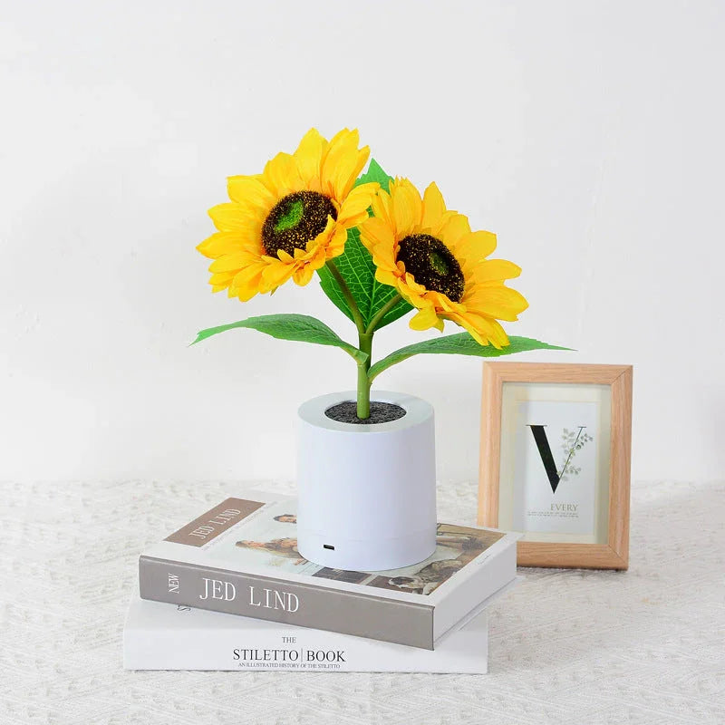 LED Tischlampe Sonnenblumen Design Wiederaufladbar