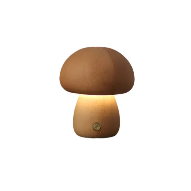 Holztischlampe Pilzform
