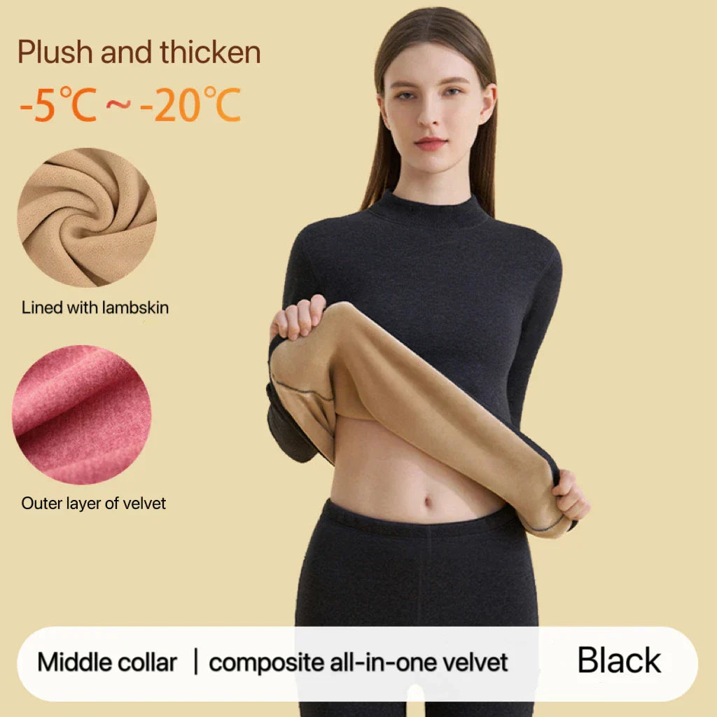 Damen Thermounterwäsche Set Nahtlos dick für Winter